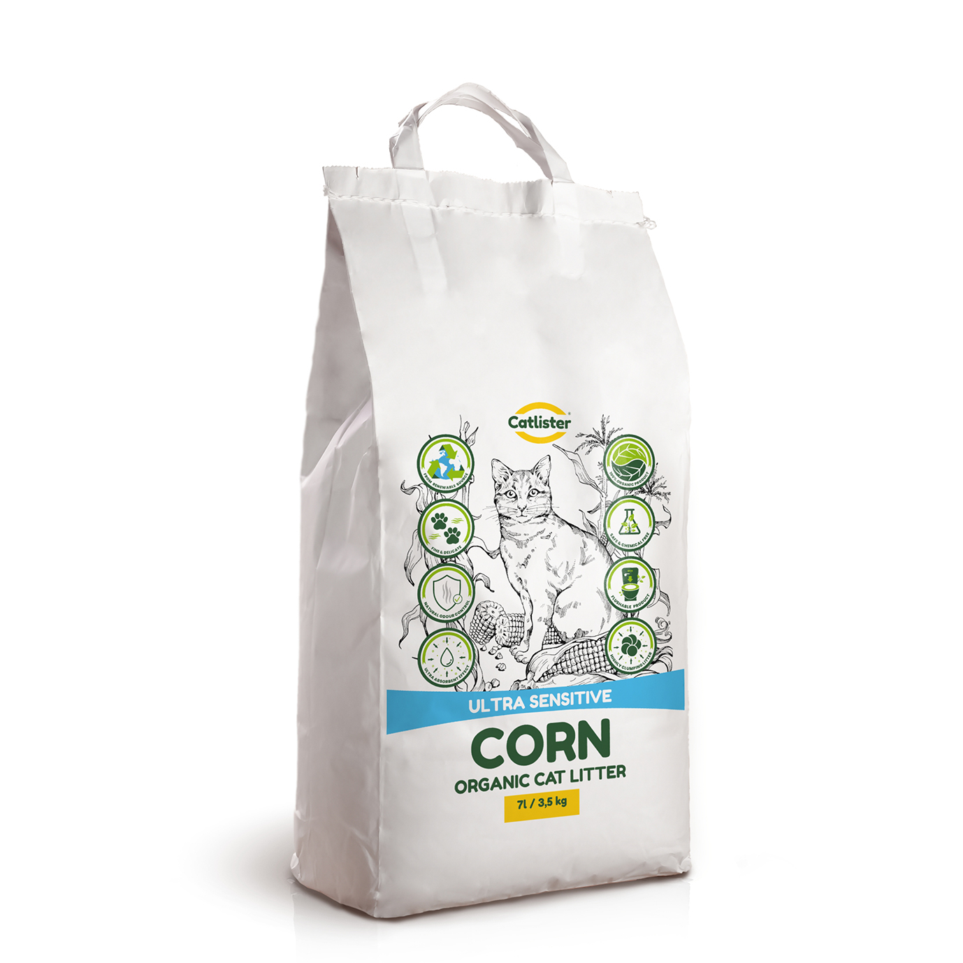 Ultra sensitive organic corn cat litter