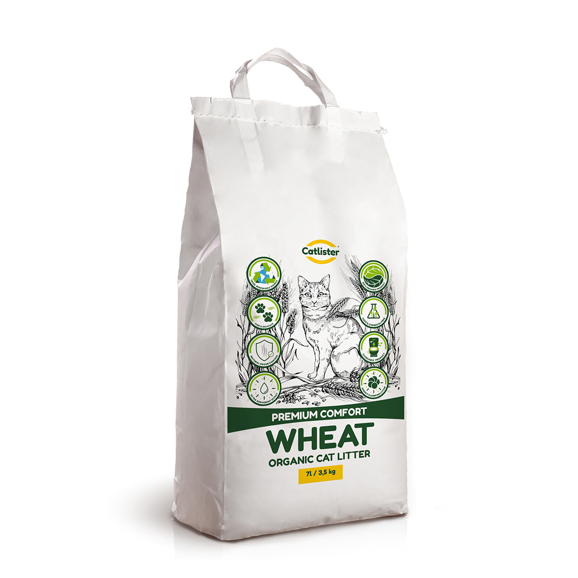 Premium comfort wheat organic cat litter